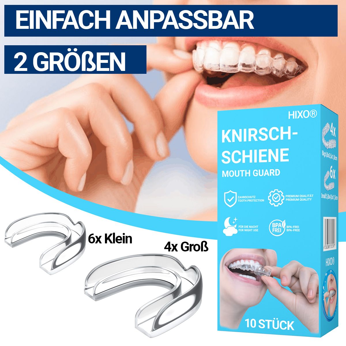 HIXO Knirscherschiene Aufbissschiene BPA-frei (Knirschschiene)