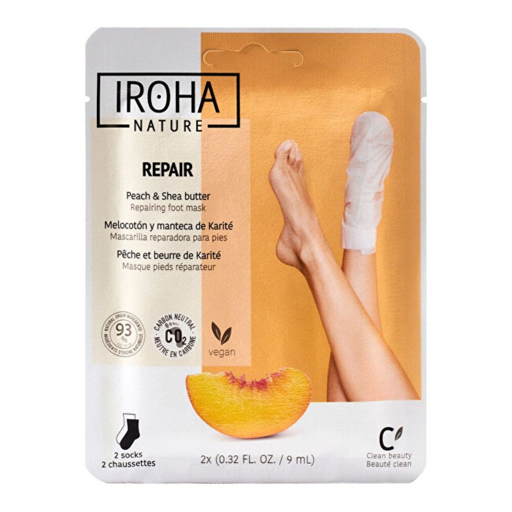 Iroha Nature Fußmasken-Socken Repair Pfirsich & Shea Butter. Vegan, 2 Socken.