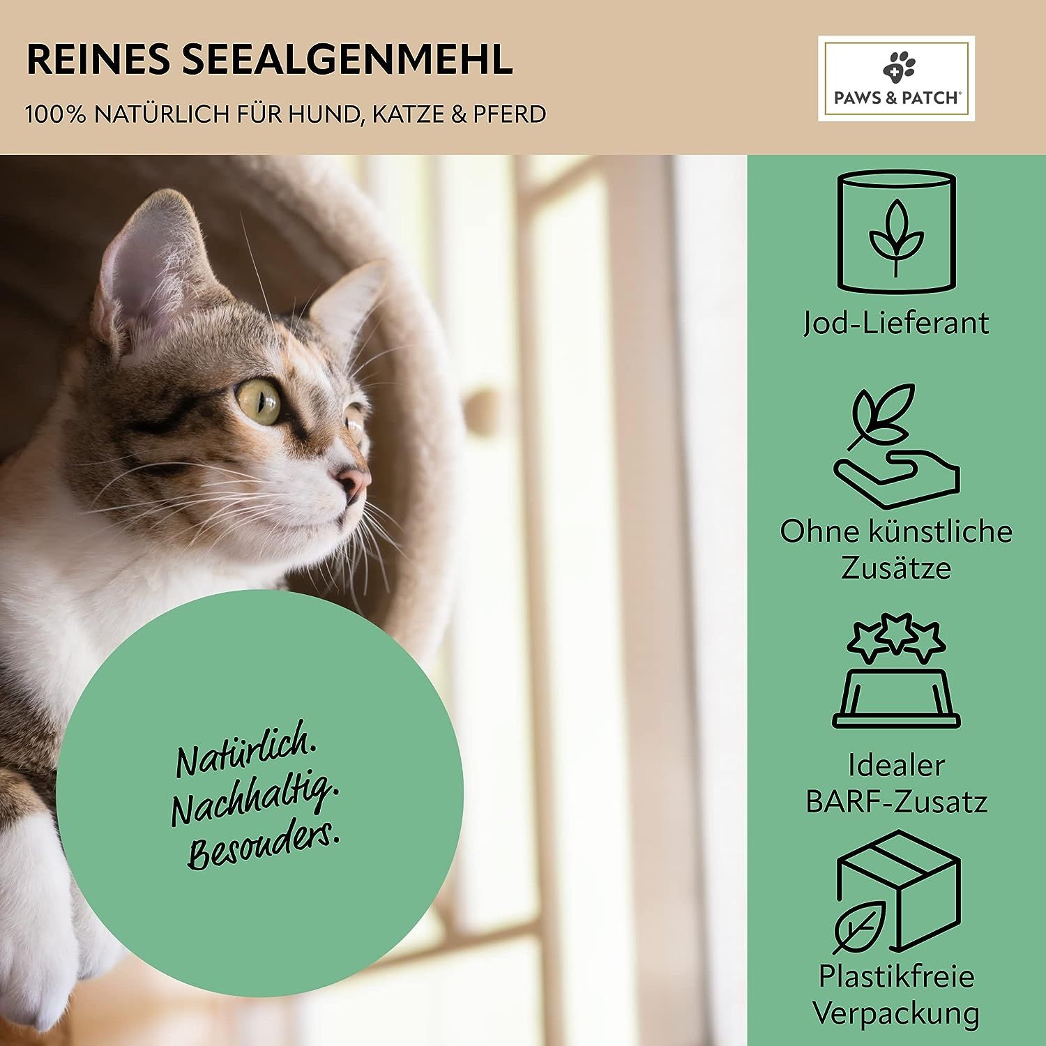 PAWS&PATCH SEEALGENMEHL für Hunde, Katzen und Pferde