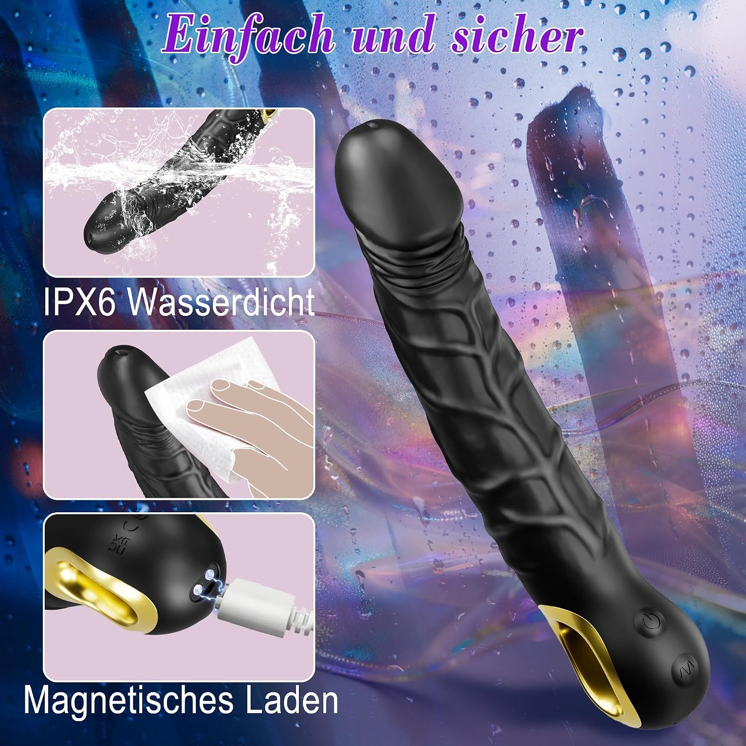 Laphwing Silikon-Vibrator mit Rückholring, 22 cm