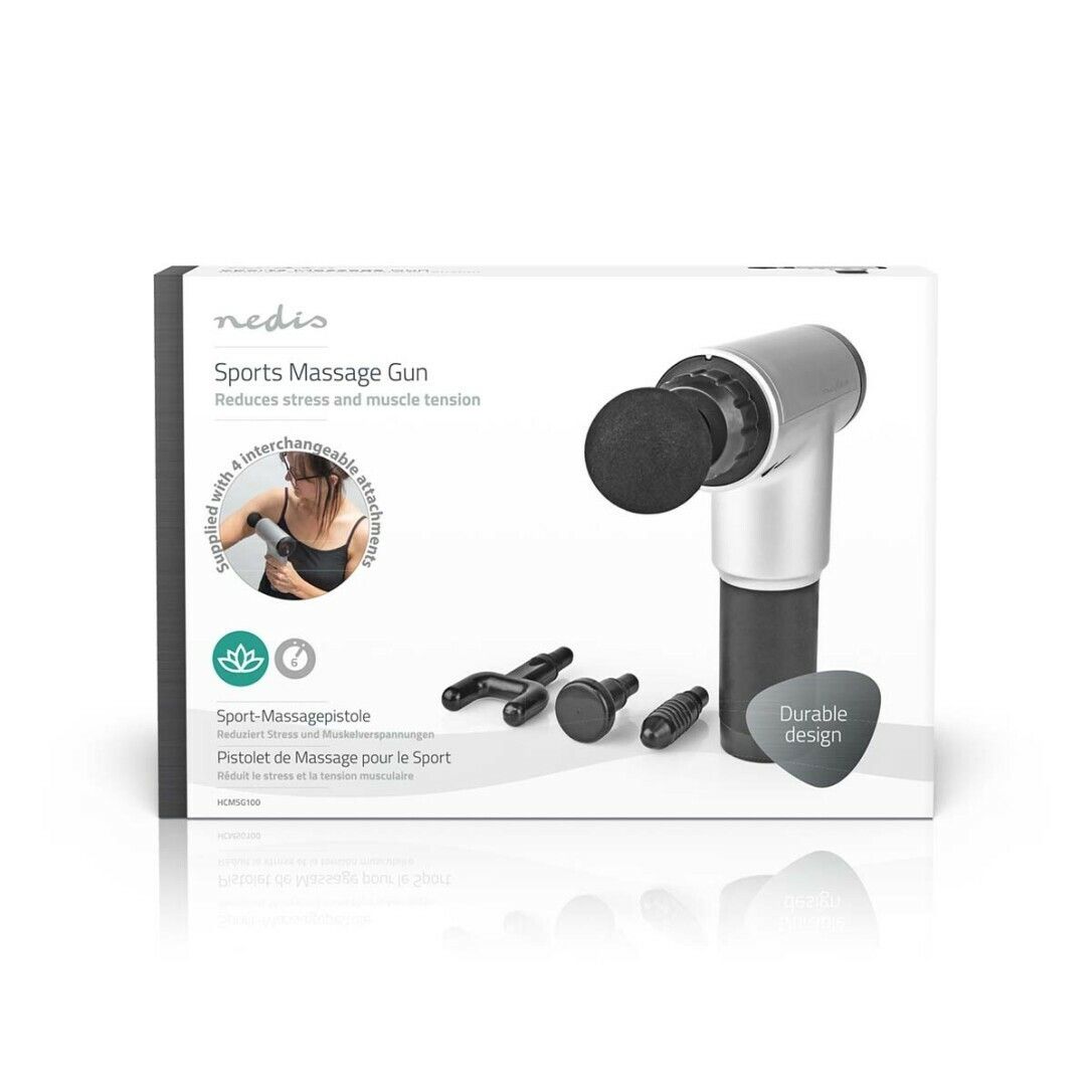 Nedis Sport-Massagepistole / Batteriebetrieben / Eingebautes Lithium Ion / Wiederaufladbar / 6 Massa