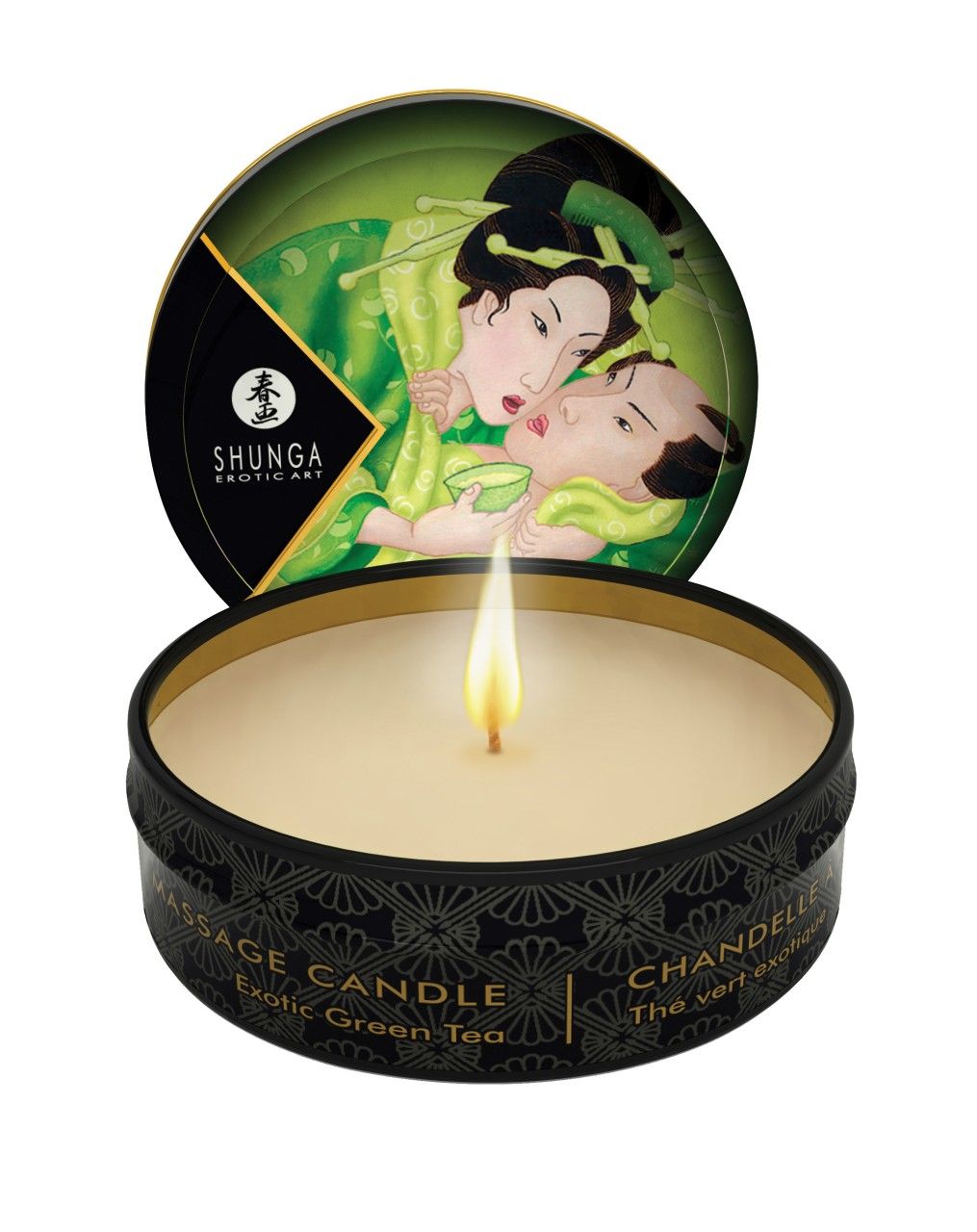 Shunga Massagekerze Zenitude/Grüner Tee, 6 Stück im Set.