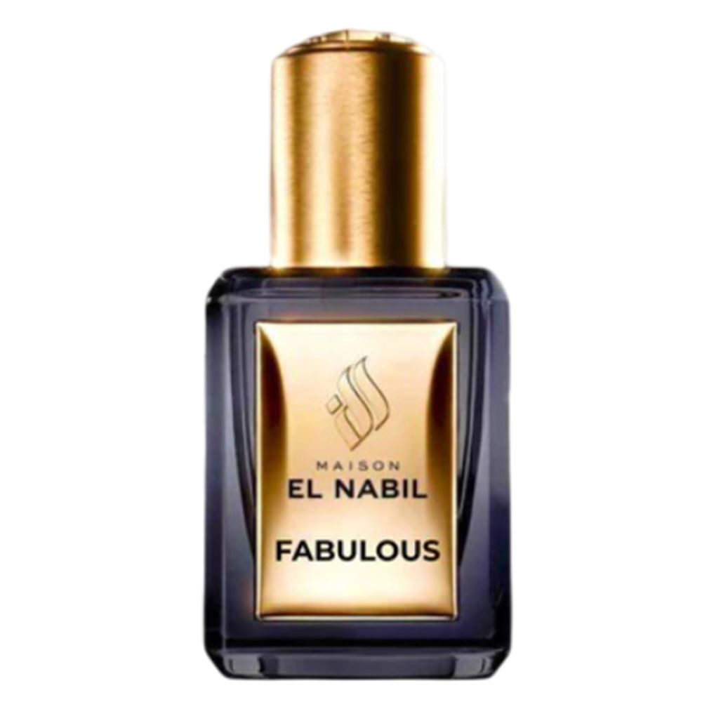 Dunkelblaue Flasche mit goldfarbenem Verschluss. Aufschrift: Maison El Nabil Fabulous.