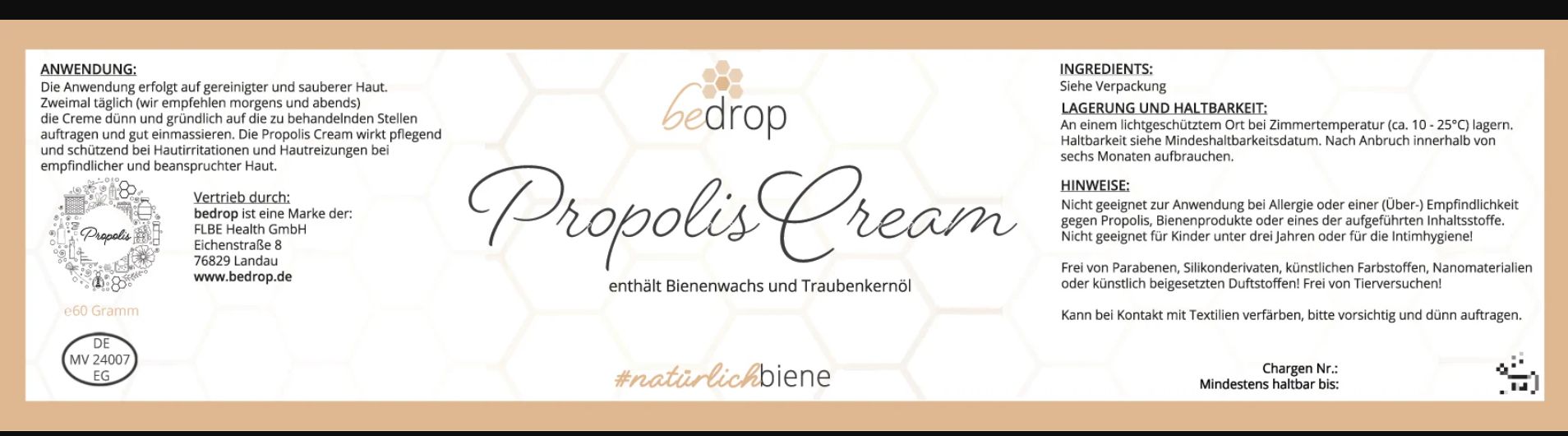 bedrop: Creme-Set | Bee Cream (Bienengiftsalbe) + Propolis Cream (Propolis Salbe)