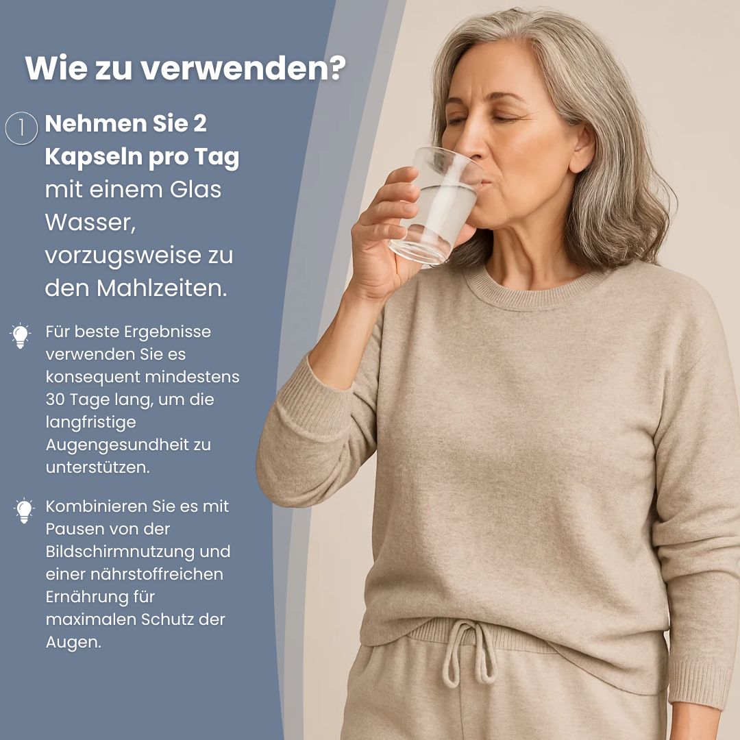 Flasche Biostile Crystal Vision neben einer Frau, die Wasser trinkt.