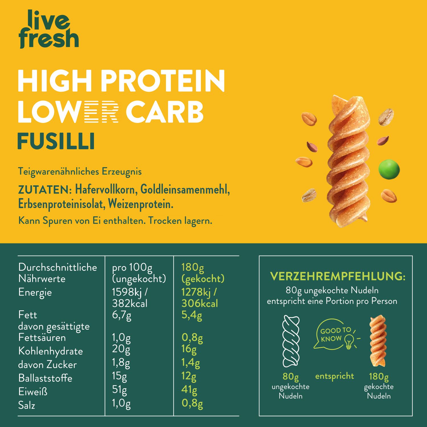 LiveFresh High Protein Pasta – Fusilli