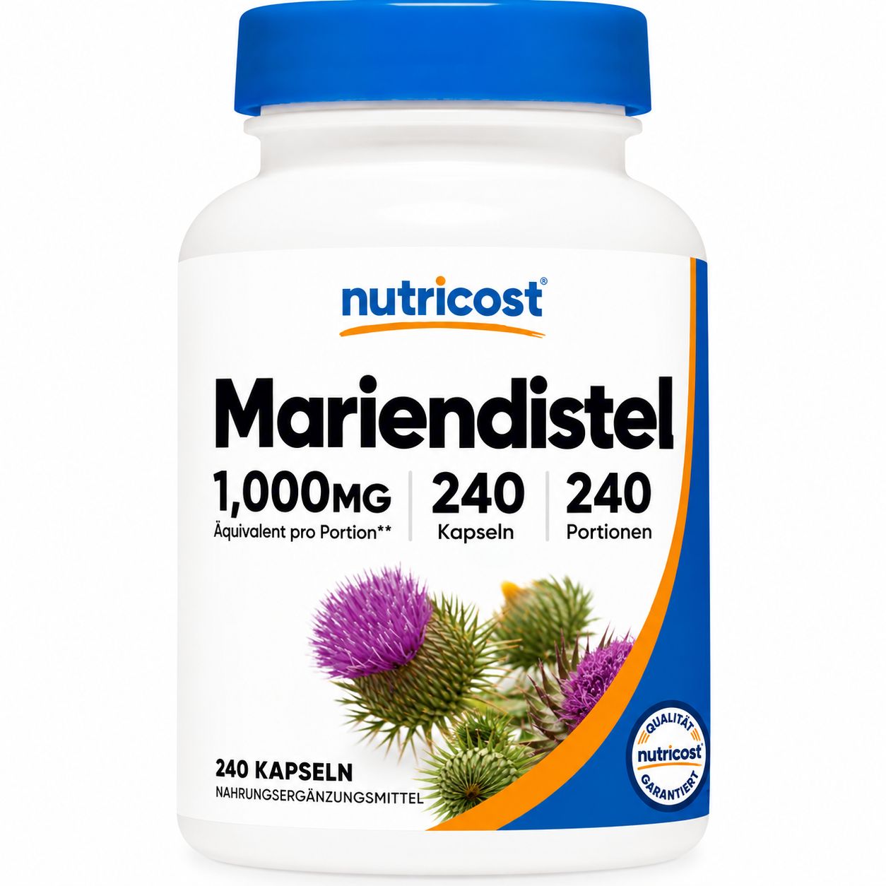 Nutricost Mariendistel Kapseln, 1000mg, 240 Kapseln, mit Distelblüten.