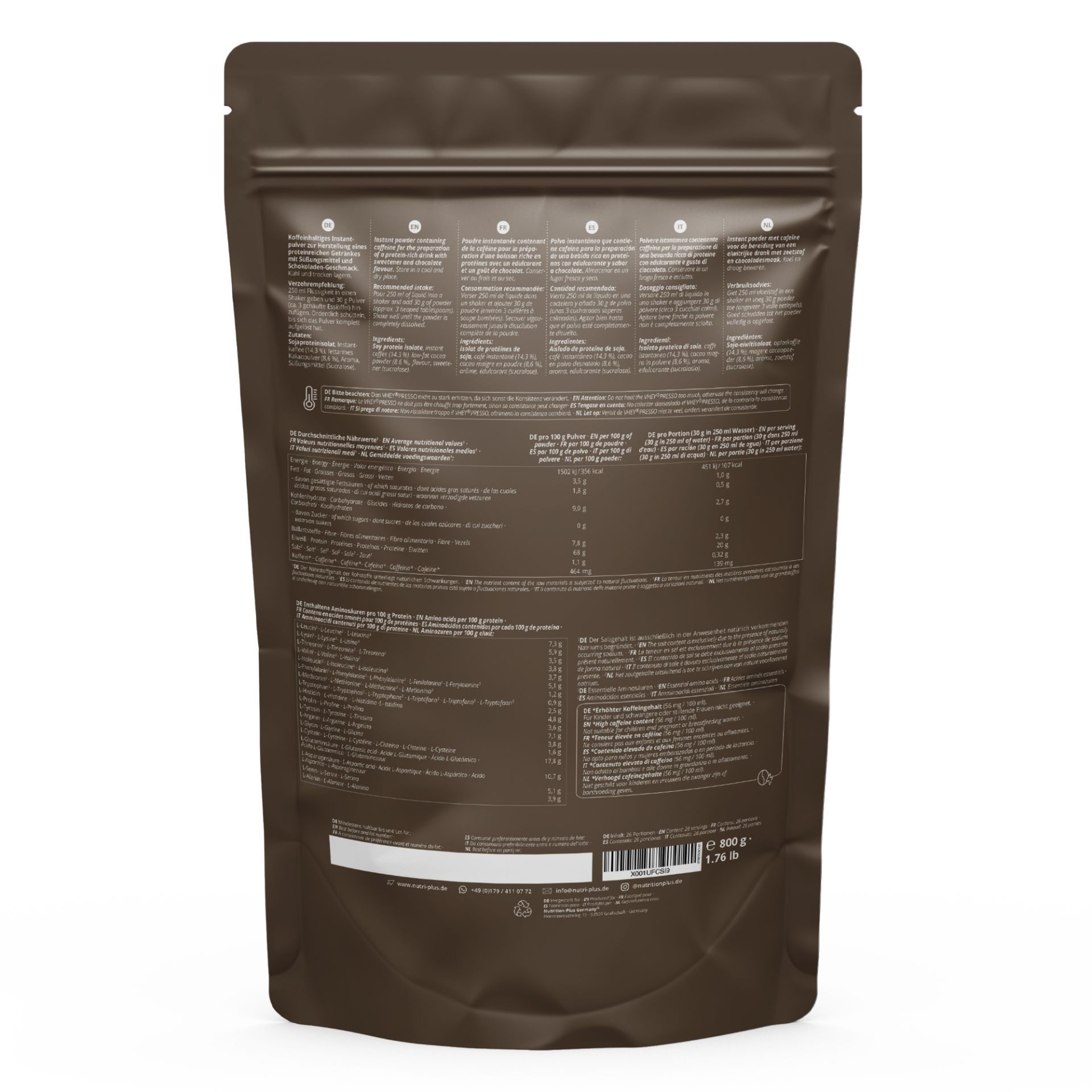 nutri+ Proteinkaffee Vegan - Vheypresso 800g