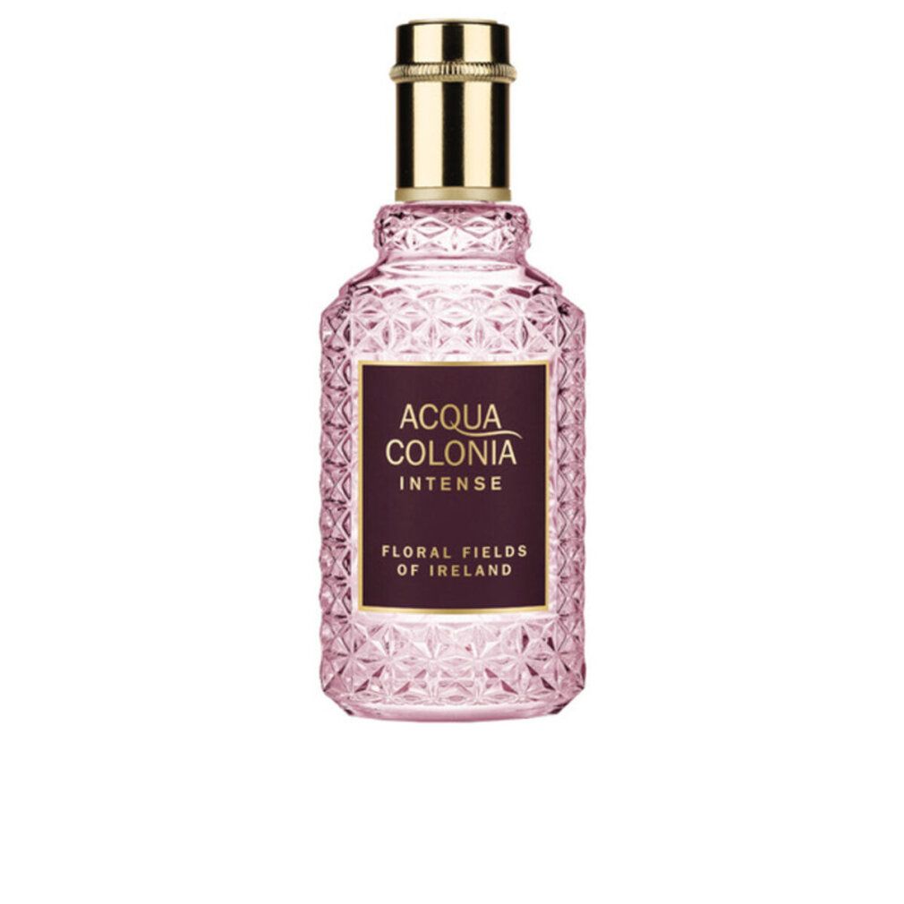 Rosa Flakon mit goldfarbenem Verschluss. Aufschrift: Acqua Colonia Intense Floral Fields Of Ireland.