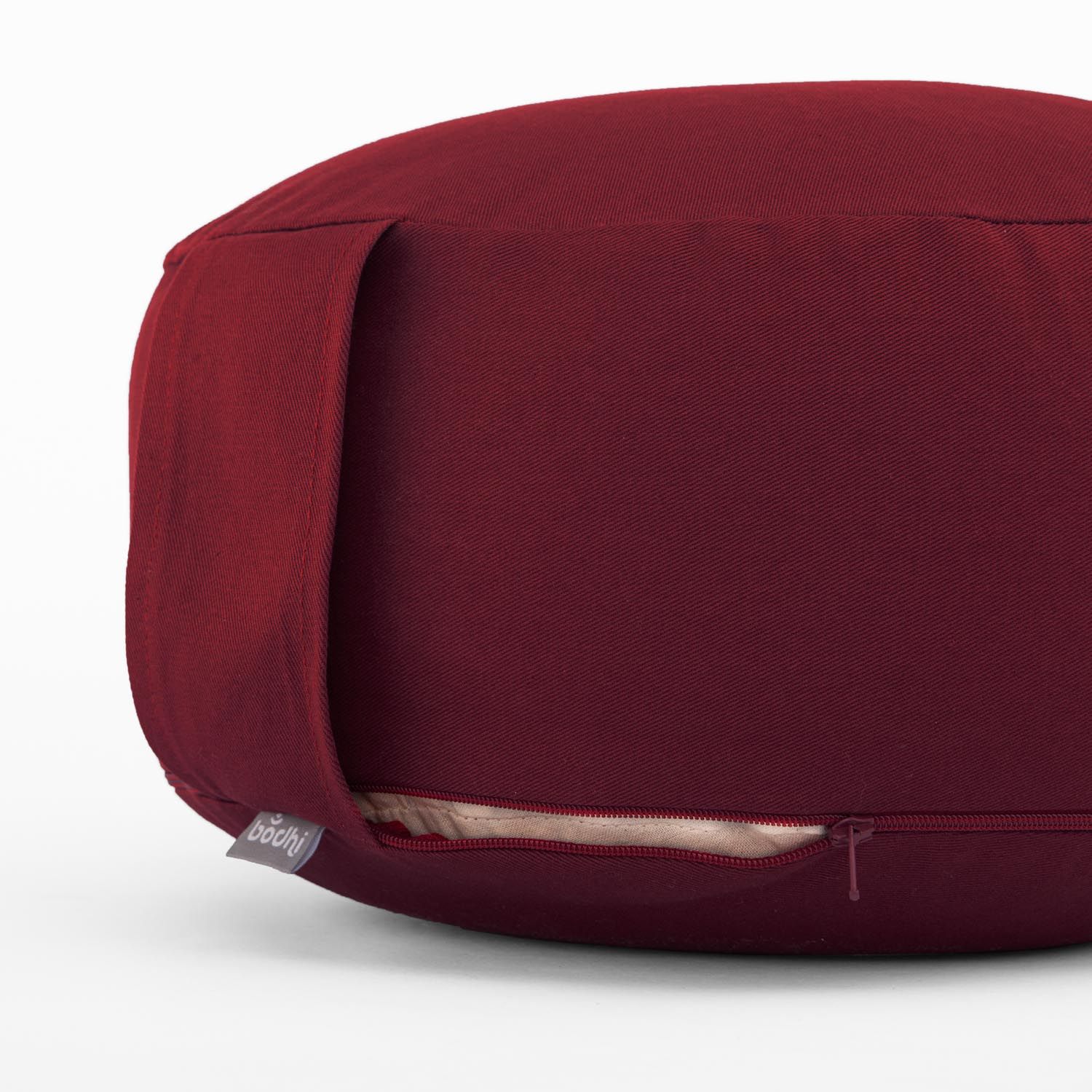 Meditationskissen RONDO ECO mit abnehmbarem Bezug, Dinkelfüllung Bordeaux