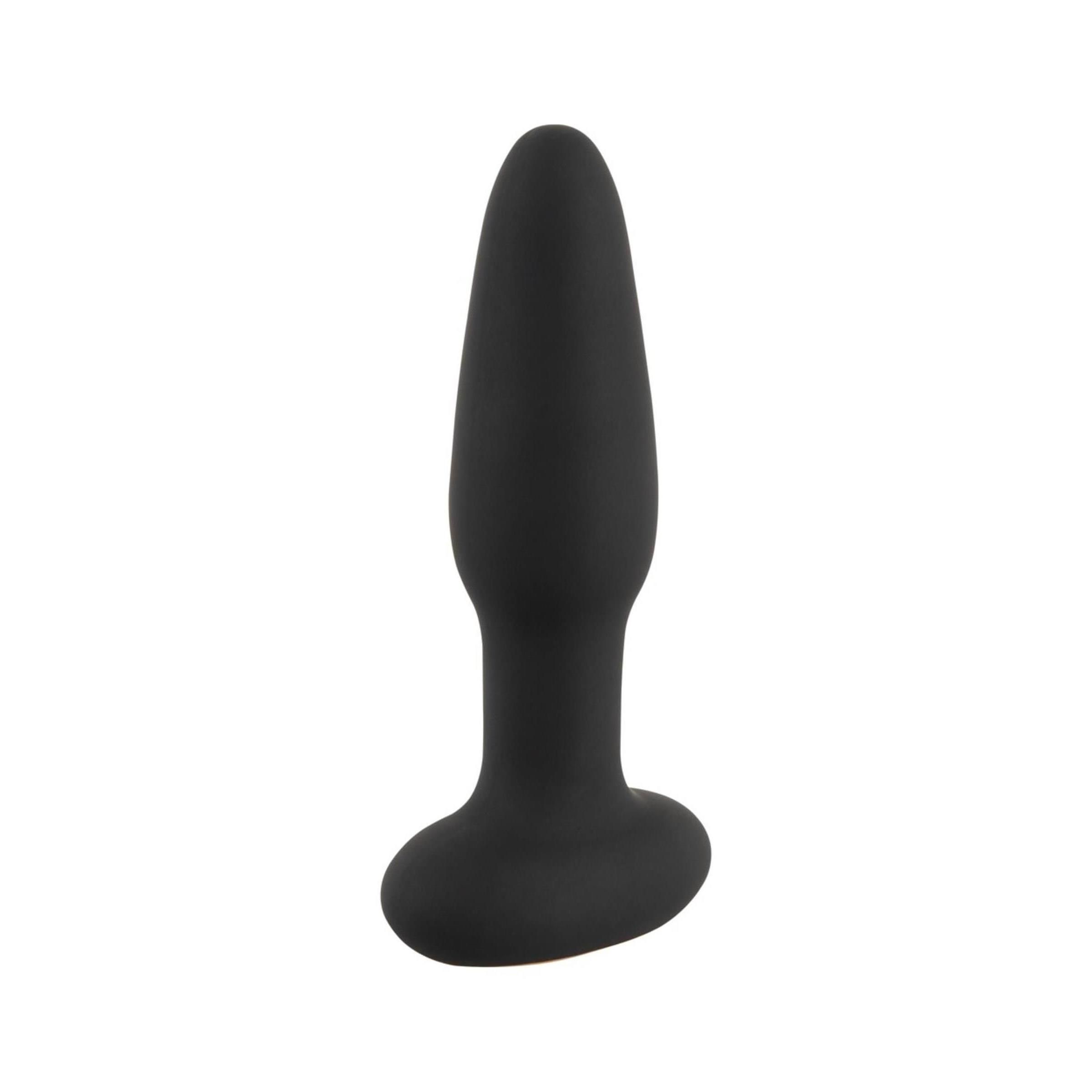 Schwarzer ANOS Pressure Trainer Anal Plug aus Silikon, Vorderansicht.