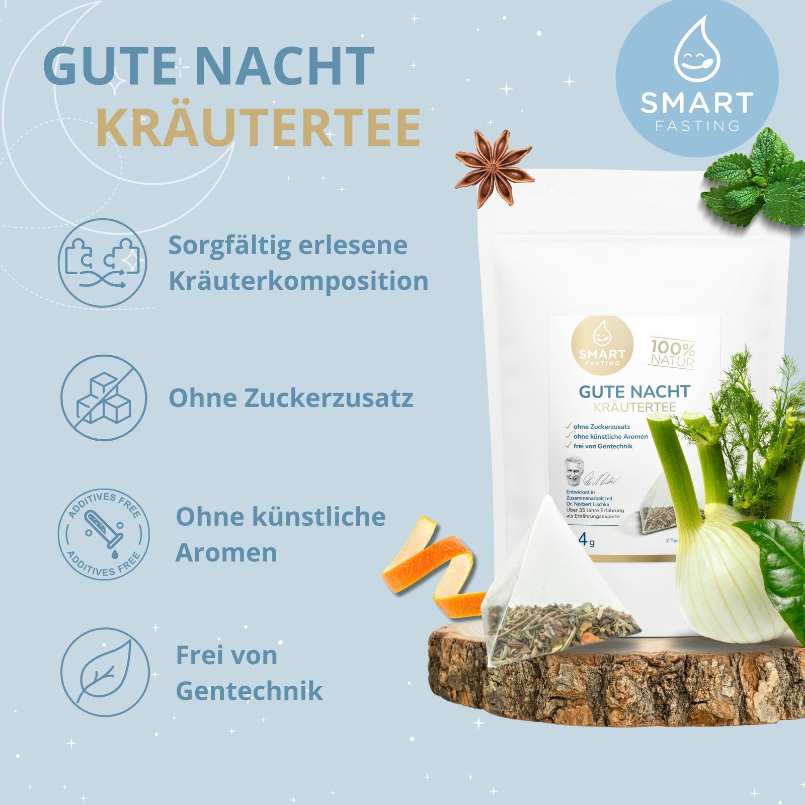 Smart Fasting® Kräutertee - Gute Nacht - 100% Natur, vegan, hochwertig