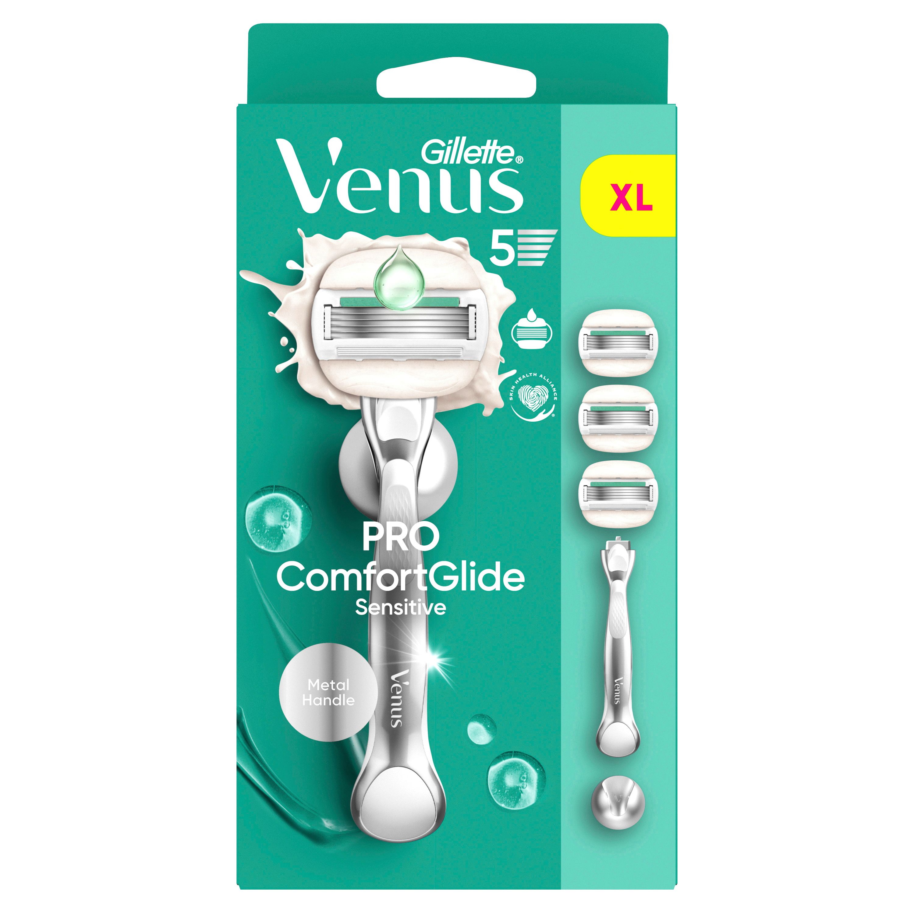 Gillette Venus - Nassrasierer "Comfortglide Sensitive" + 3 Rasierklingen & -halter