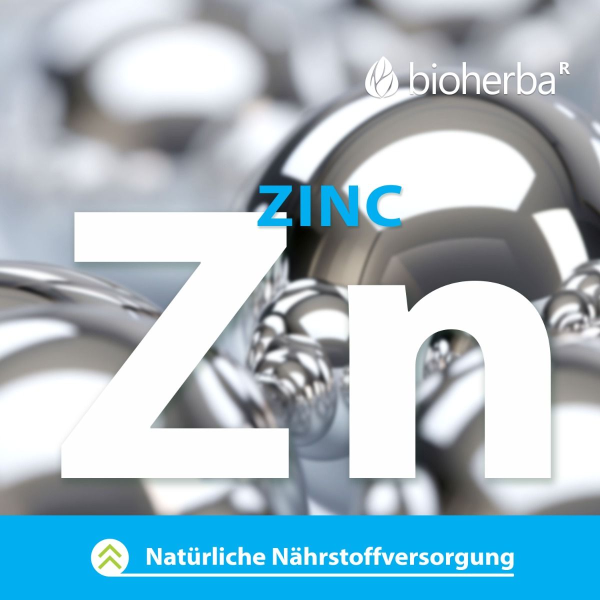 Nahaufnahme von Zink-Tabletten. Großes weißes Zink-Wort auf blauem Hintergrund. Natürliche Nährstoffversorgung.