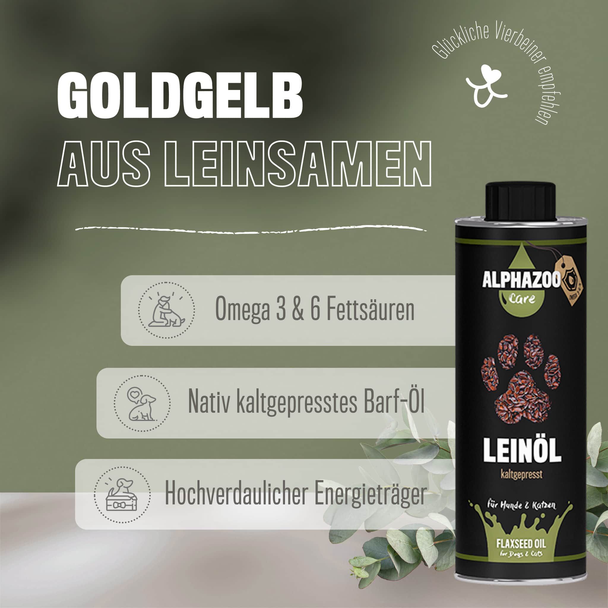 ALPHAZOO Premium Leinöl für Hunde und Katzen