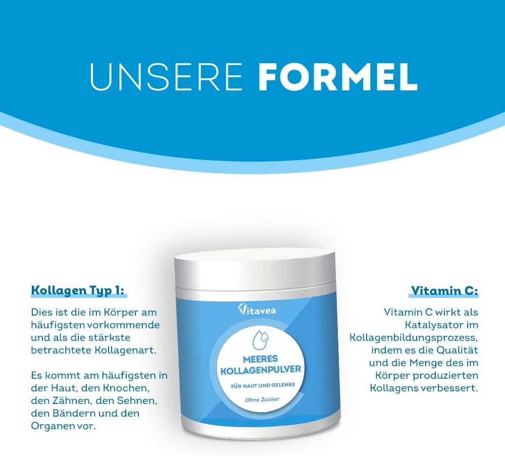 Vitavea Meereskollagen mit Vitamin C, Pulver Ananas-Limette