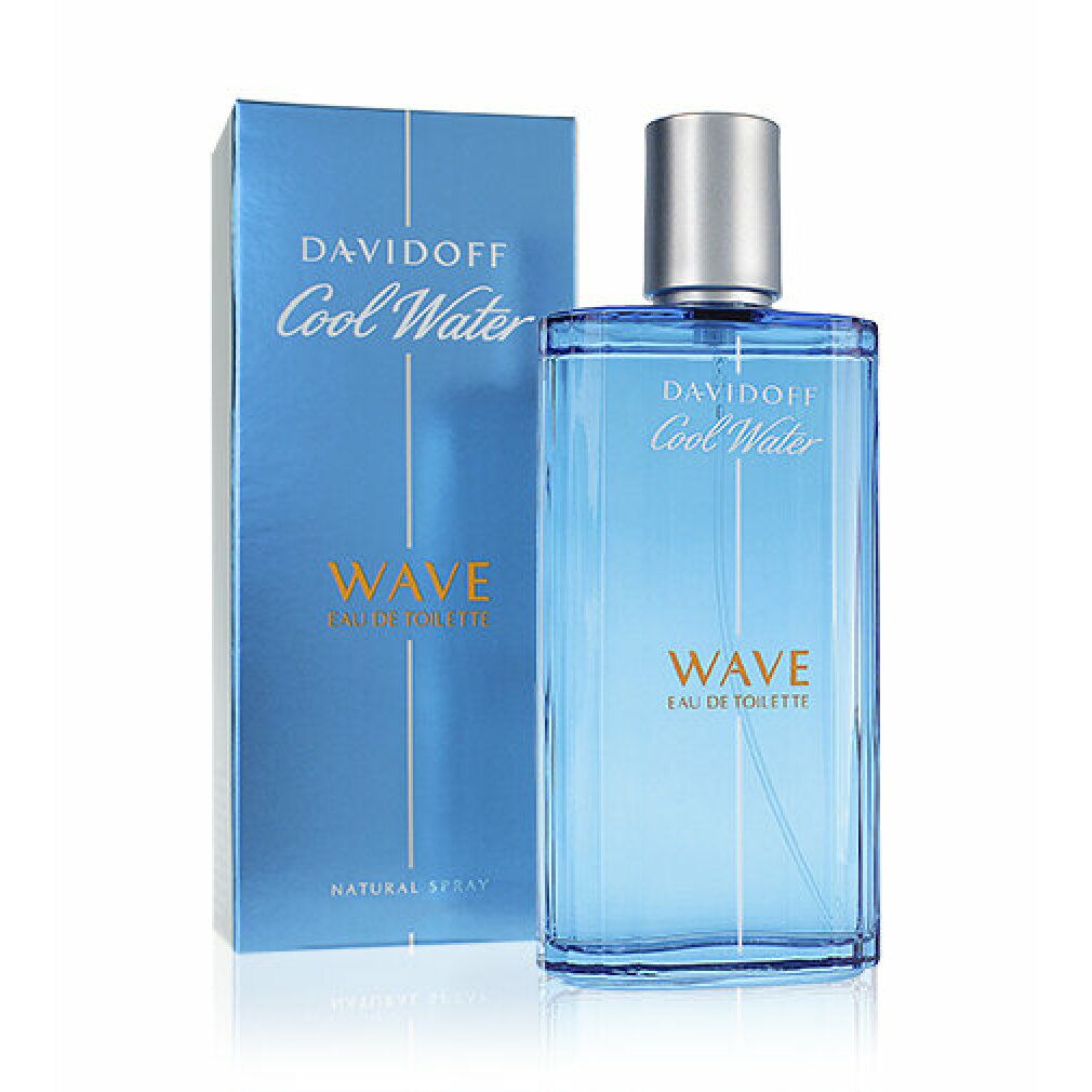 Eau de Toilette Flasche und Verpackung. Aufschrift: Davidoff Cool Water, Wave Eau de Toilette.