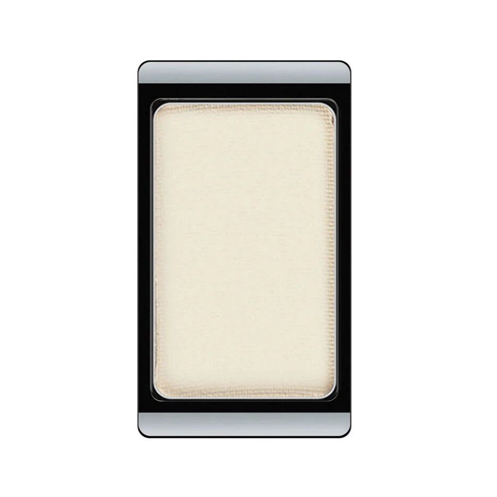 Quadratische Artdeco Matt Lidschatten-Palette. Beige Farbe, schwarzer Rahmen.