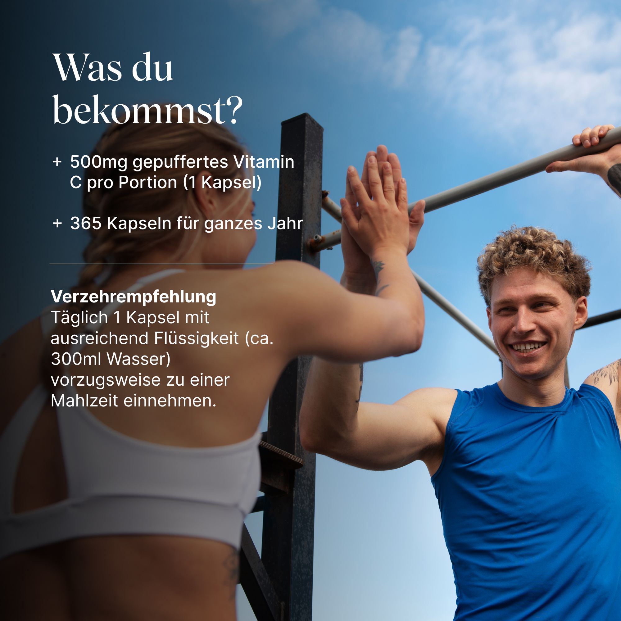 500mg gepuffertes Vitamin C pro Kapsel, 365 Kapseln für ein ganzes Jahr.