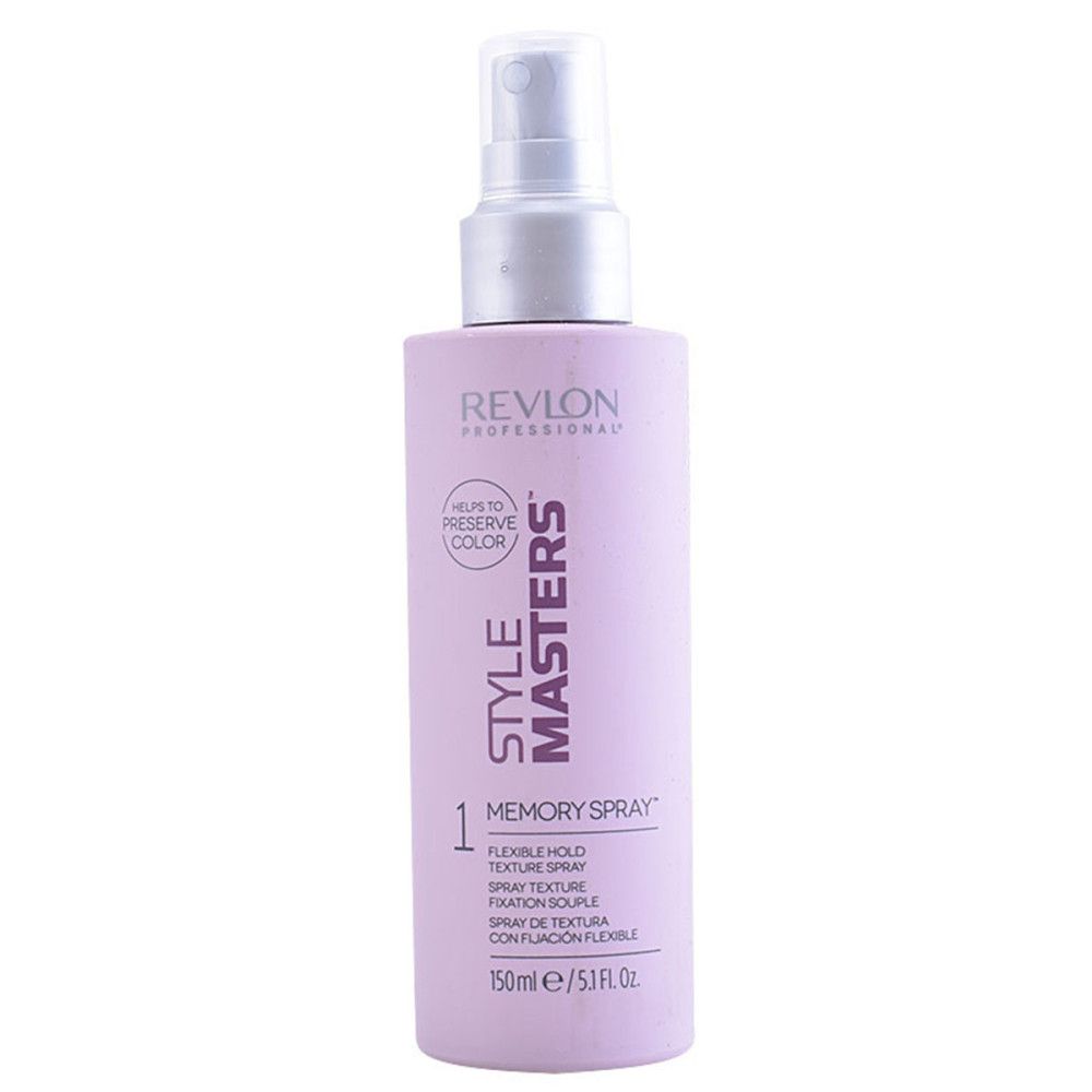 Flasche mit Sprühkopf. Aufschrift: Revlon Style Masters Memory Spray. Volumen: 150ml.
