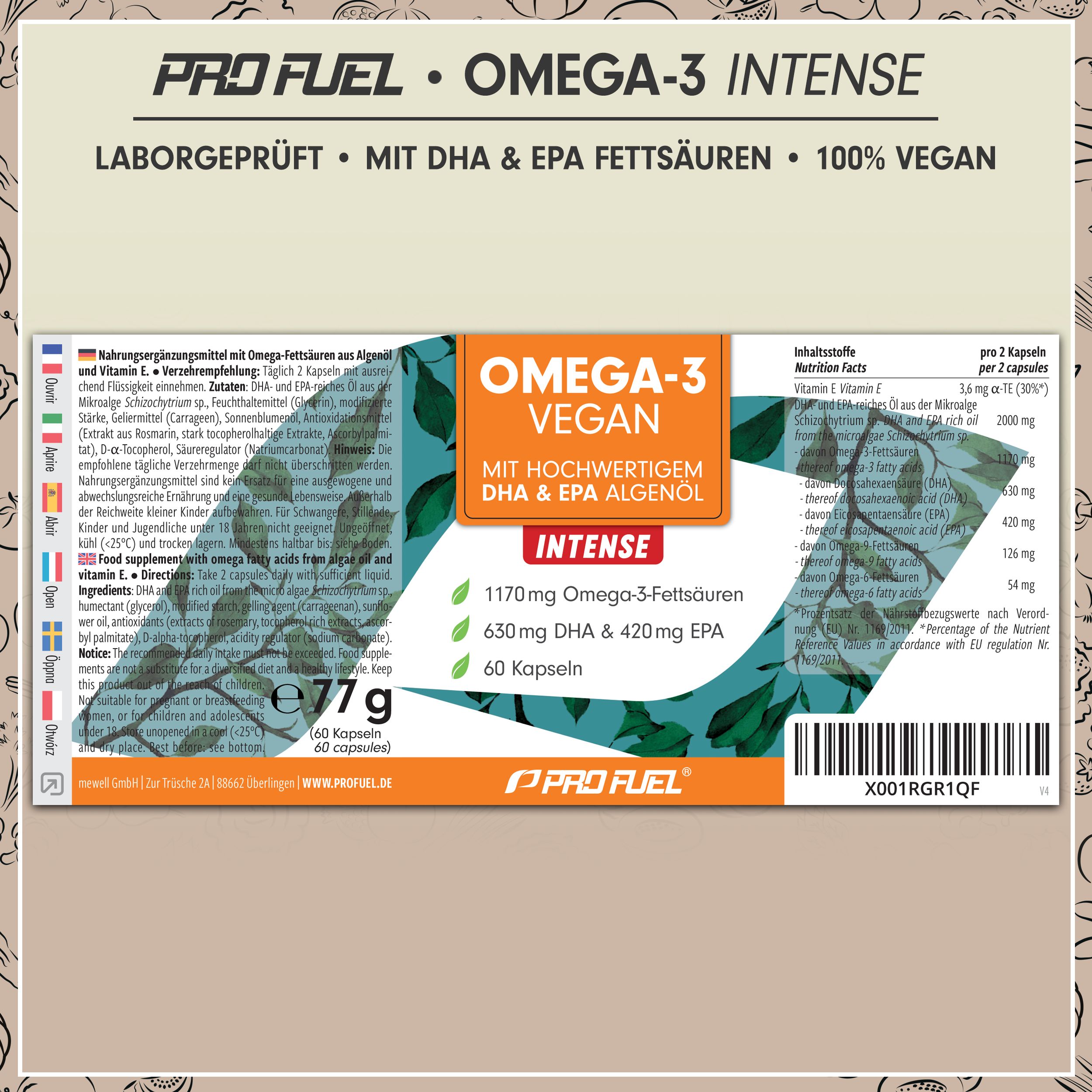 ProFuel - Omega-3 Vegan FORTE DHA + EPA - optimal hochdosiert & vegan