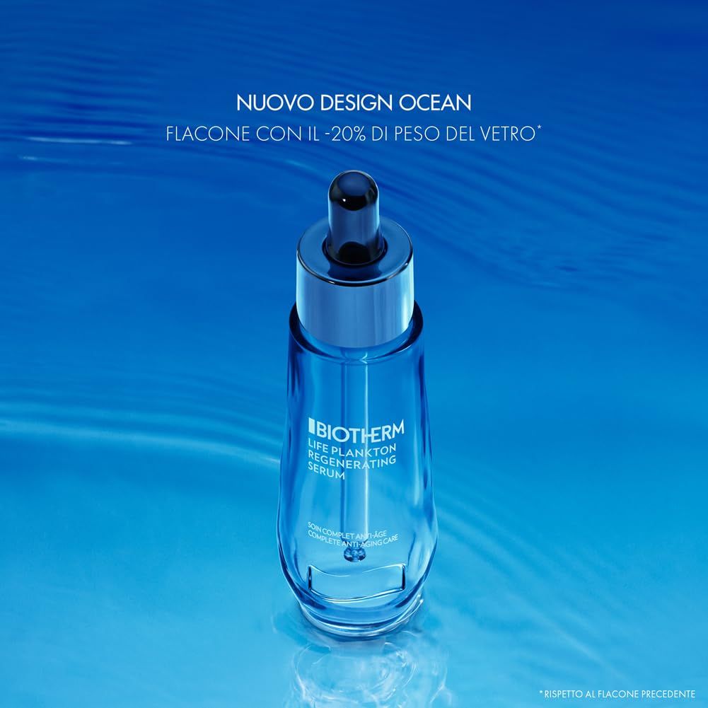 Verpackung des Biotherm Life Plankton Elixir Serums mit Produktabbildung und Text.