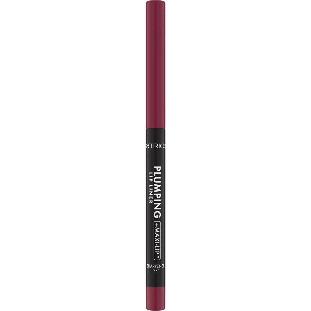 Lippenstift-Stift in Burgunderrot. Text: PLUMPING + MAXI LIP. Marke: CATRICE. Mit Spitzer.