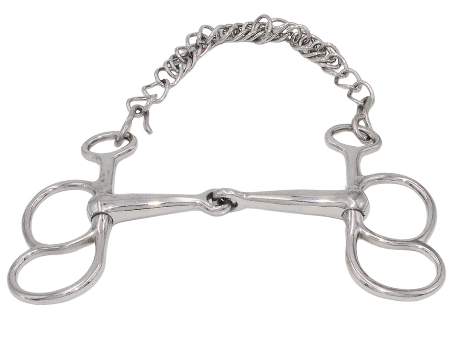 Metall-Postkandare mit Kettengliedern. Mundstück mit seitlichen Ringen und Verbindungsstücken.