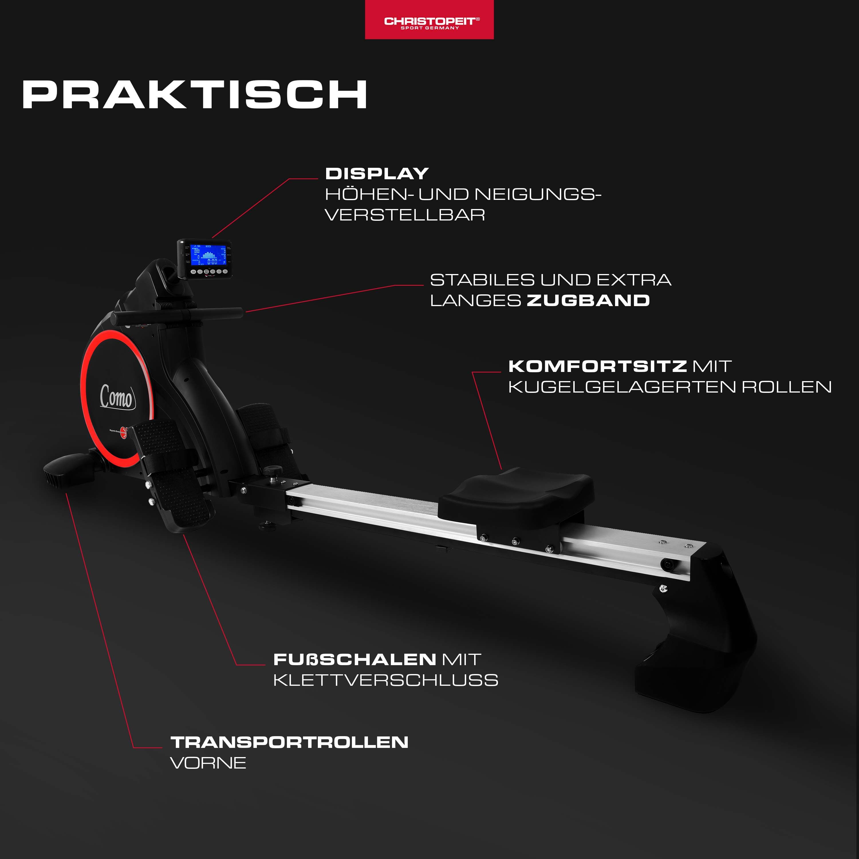 CHRISTOPEIT SPORT Ruderzugmaschine Como – Black Edition