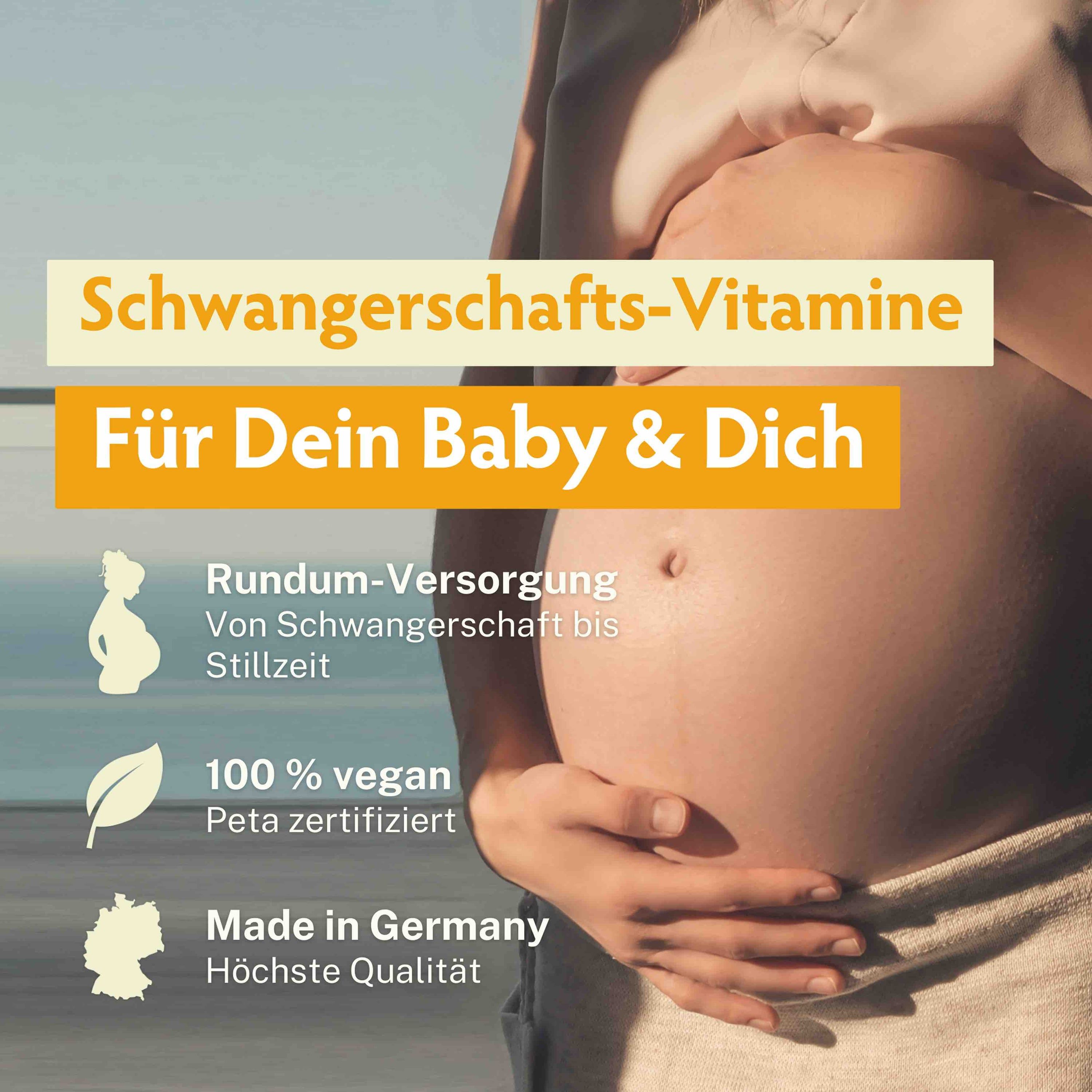 Schwangerschafts-Vitamine BabyFORTE: Made in Germany, PETA zertifiziert.