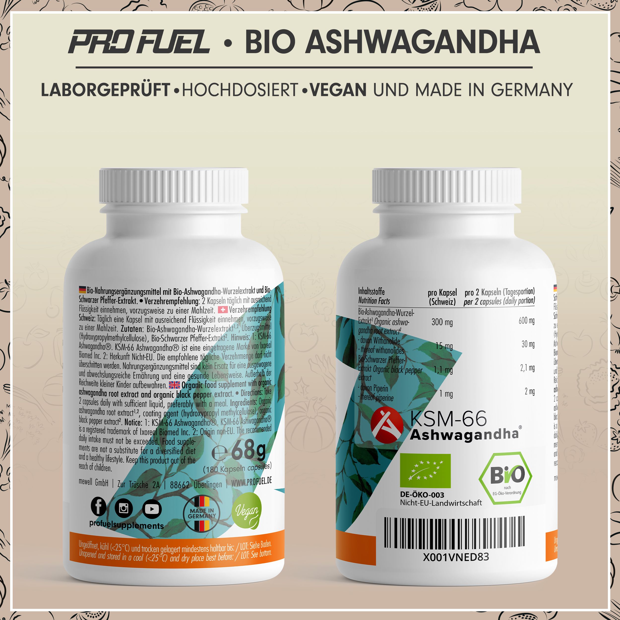 ProFuel BIO Ashwagandha Kapseln mit KSM-66 Bio-Ashwagandha