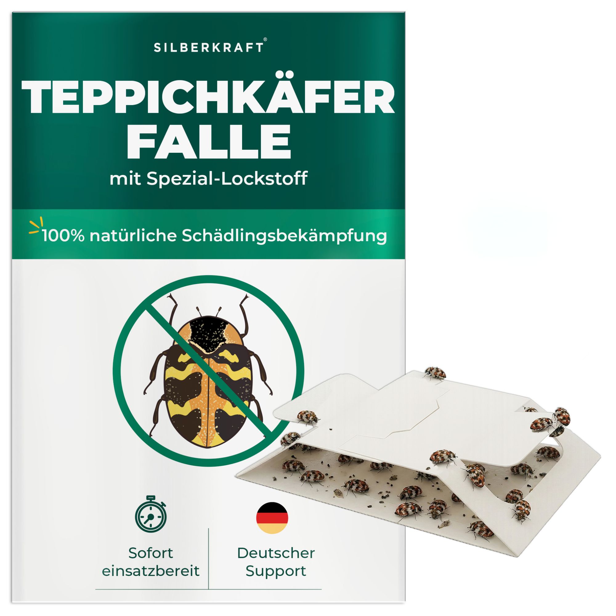 Teppichkäferfalle mit Spezial-Lockstoff, 100% natürliche Schädlingsbekämpfung.