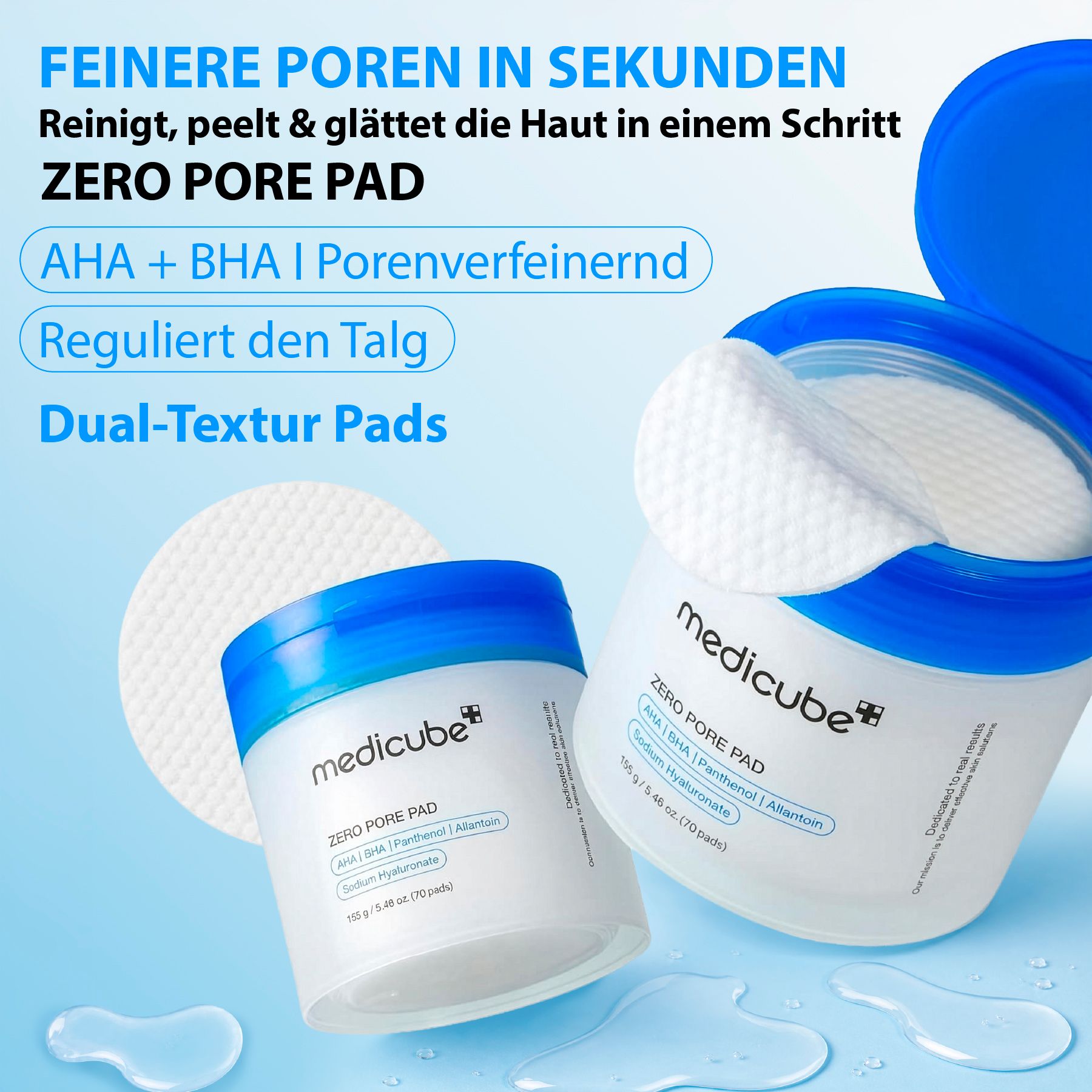Medicube Zero Pore Pad Gesichtsreinigung Toner Doppelseitige Reinigungspads AHA BHA