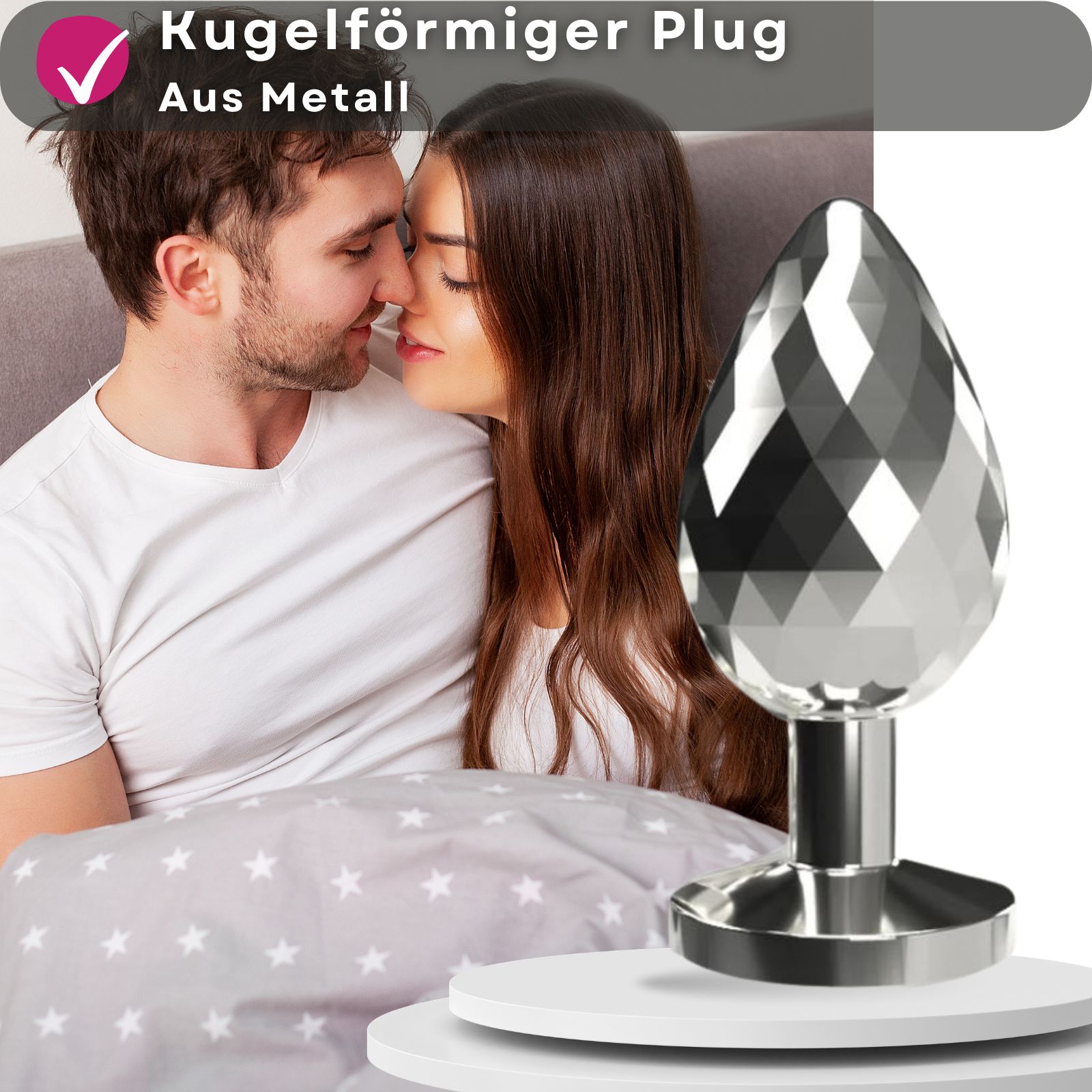 Analplug aus Metall mit Zierstein M - Lovelyness