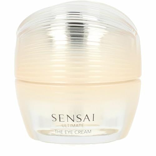 Cremebehälter mit silbernem Deckel. Aufschrift: Sensai Ultimate The Eye Cream.