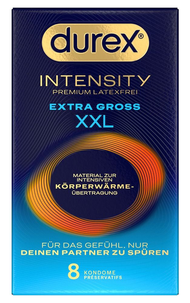 Durex Intensity XXL Kondompackung mit einzelnem Kondom.