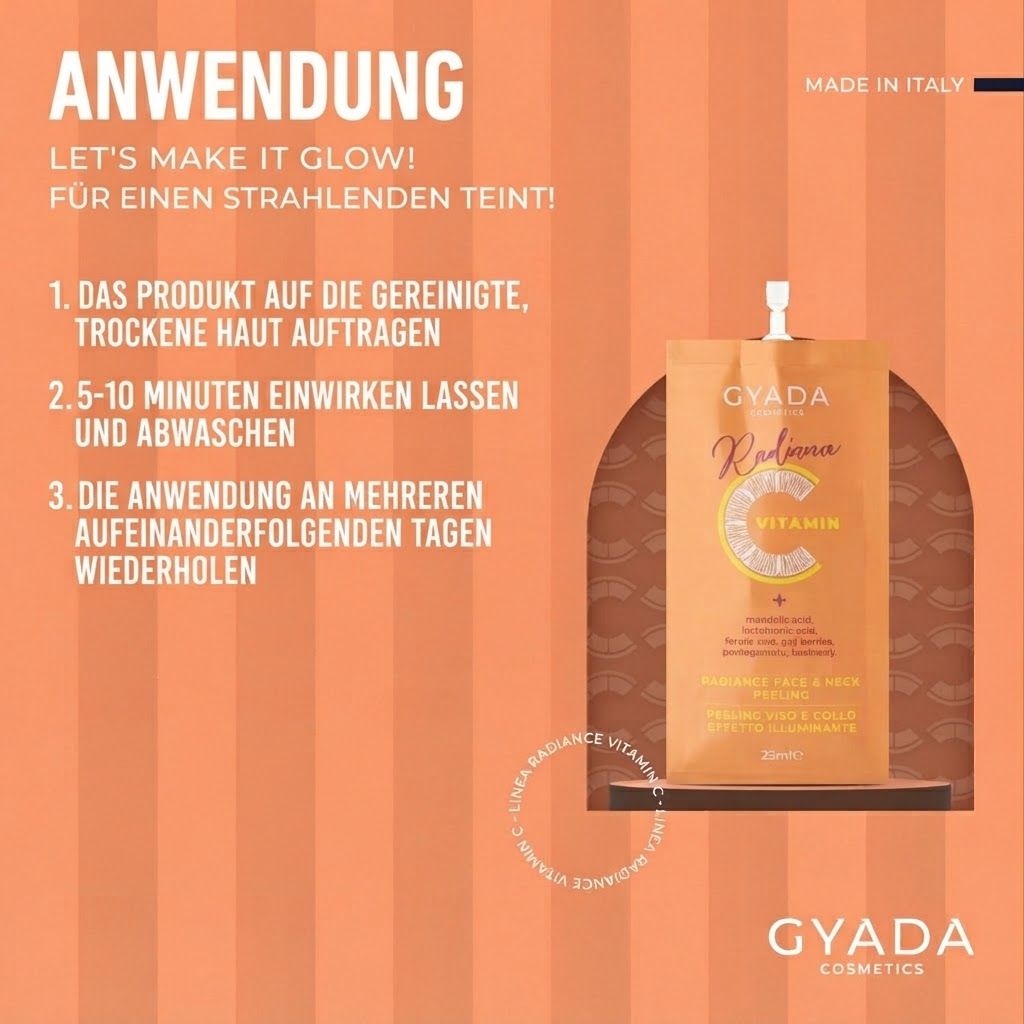 Gyada Cosmetics Radiance Vitamin C Peeling für Gesicht und Hals, 25 ml. Mit Mandelsäure, Ferulasäure, Gojibeeren.