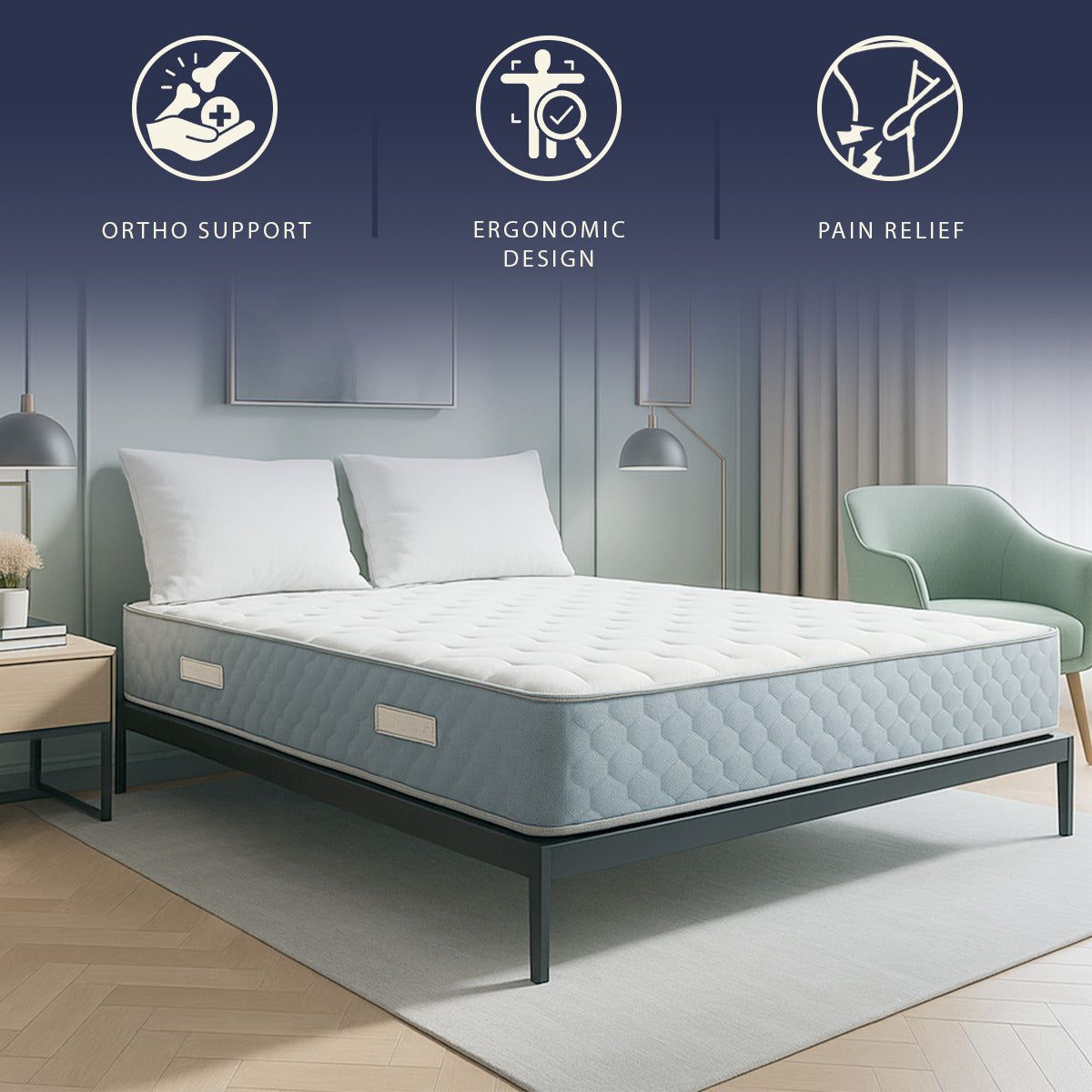 The White Stone Matratze 90x200 aus Hypoallergener Schaum und Memory Foam, Höhe 22 cm