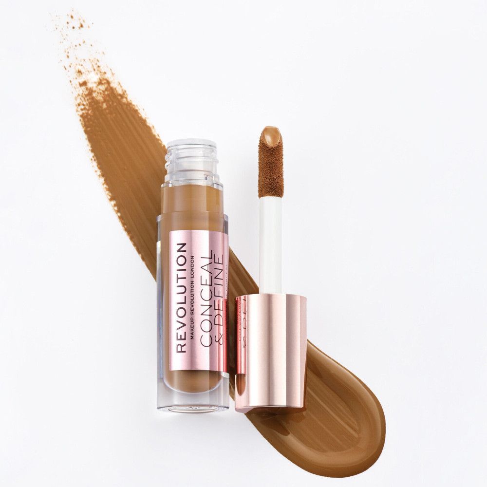 Concealer-Fläschchen mit Applikator. Produktname: Conceal & Define. Brauner Swirl.