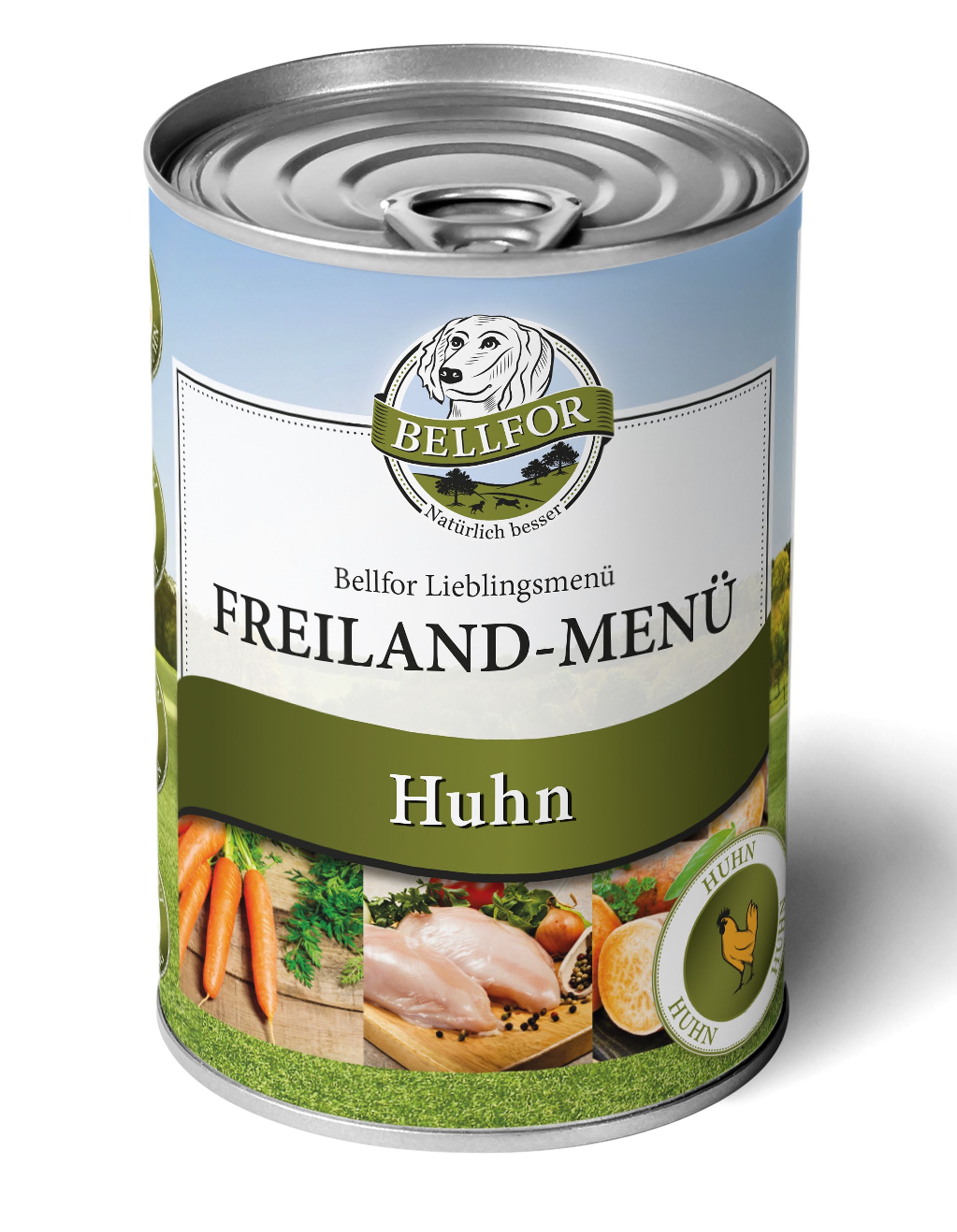 Bellfor Hundefutter Nass mit Huhn - Getreidefrei - Freiland-Menü