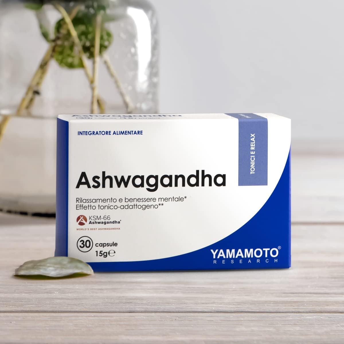 Verpackung "Ashwagandha" von Yamamoto Research, 30 Kapseln, 15g.