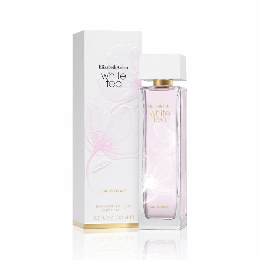 Flakon und Verpackung. Aufschrift "Elizabeth Arden white tea eau florale".