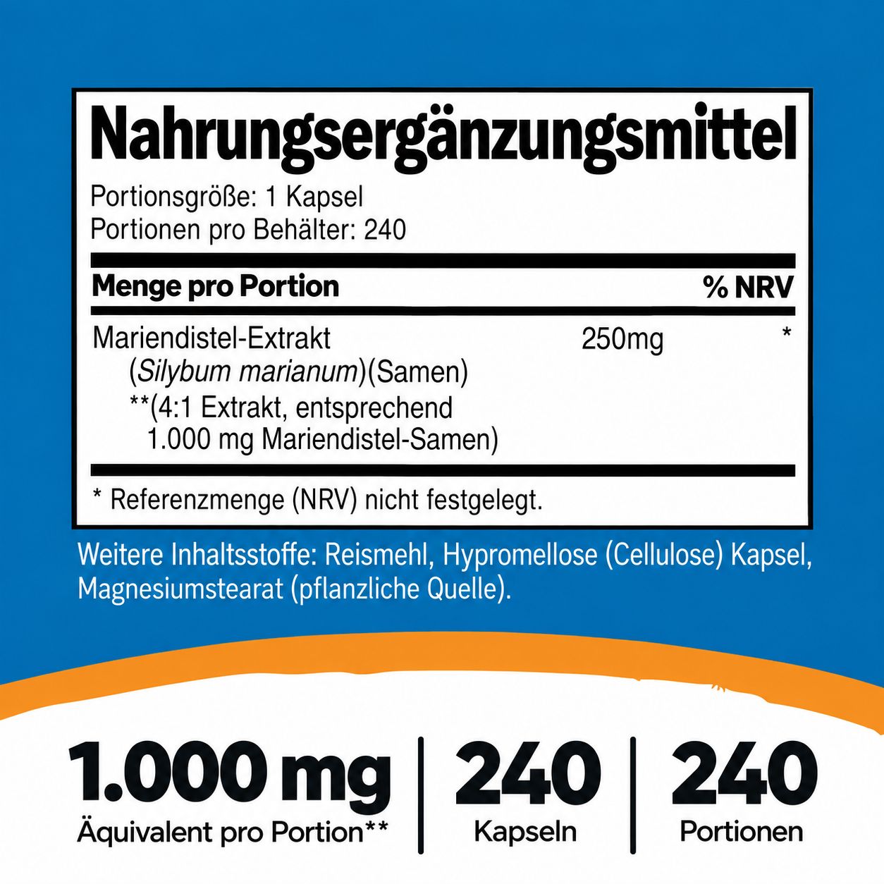 Nährwertangaben für Horbäach Leber Komplex mit Mariendistel-Extrakt.