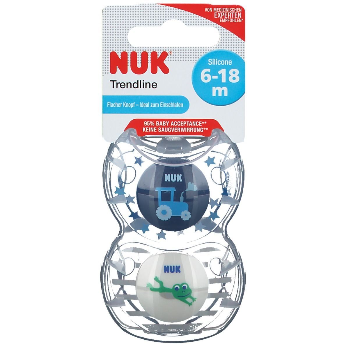 NUK® Trendline Schnuller aus Silikon Größe 6 bis 18 Monate (Farbe/Motiv nicht wählbar)