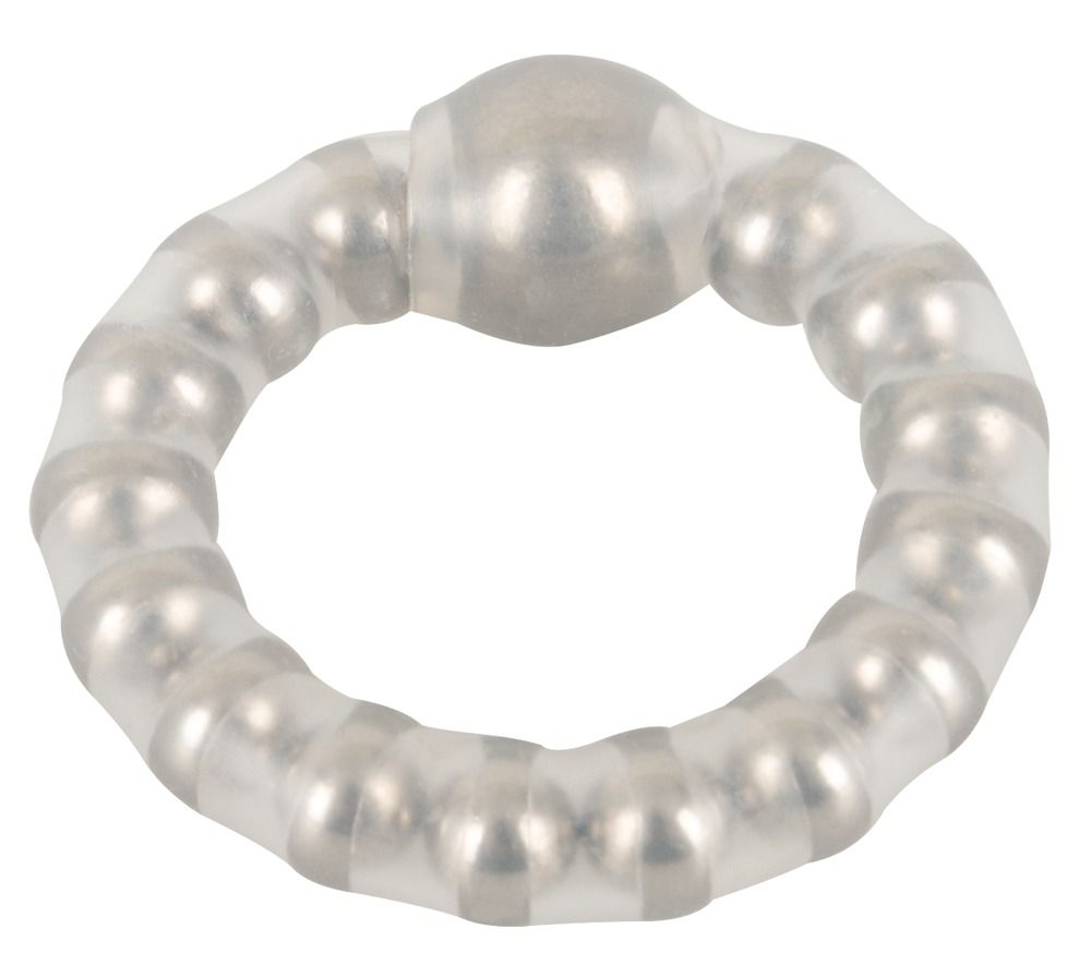 Ein transparenter Ring mit mehreren silbernen Kugeln, die in regelmäßigen Abständen angeordnet sind.