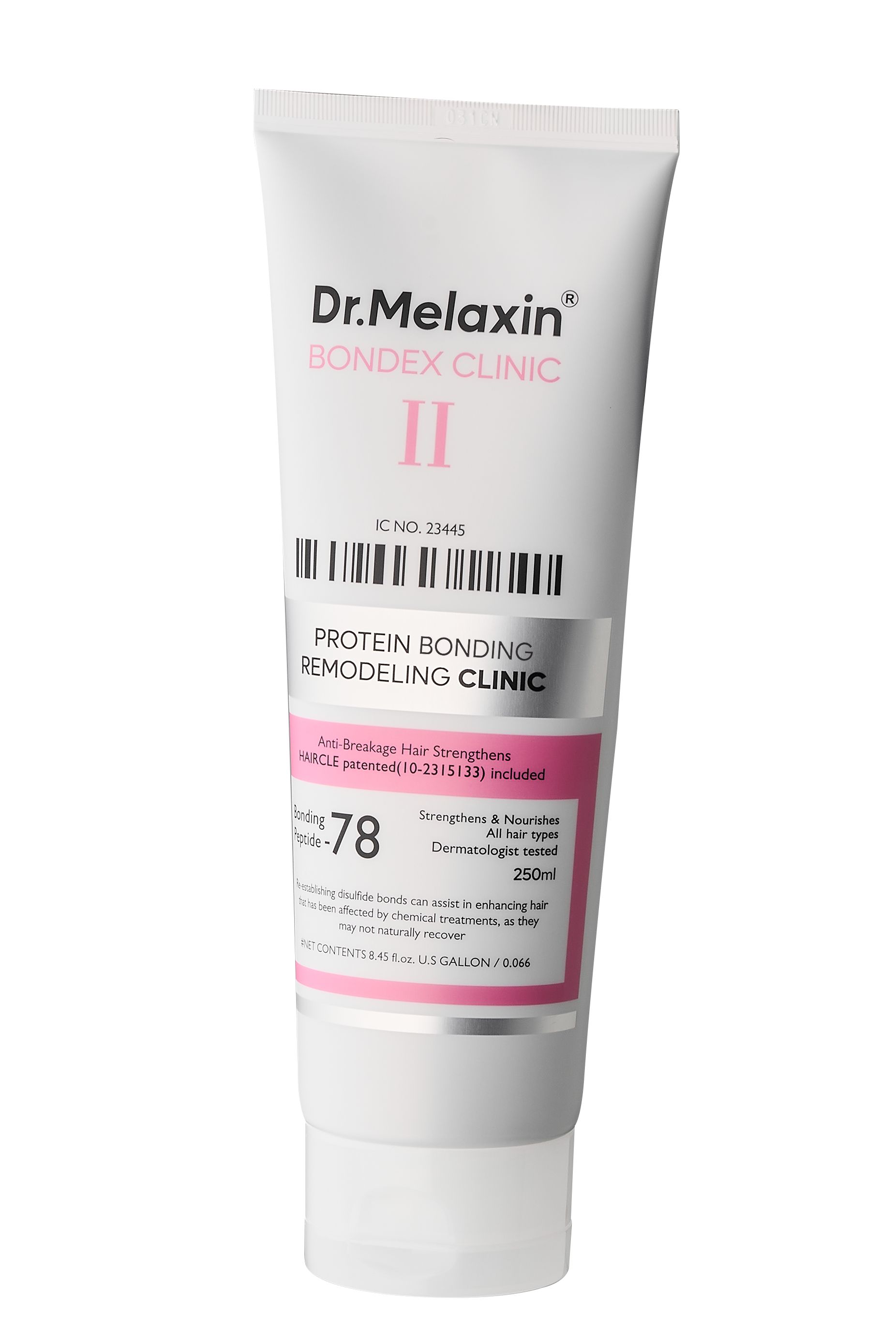 Dr. Melaxin Bondex Clinic II Protein Bonding Remodeling Clinic Tube, 250ml, mit geöffnetem Deckel.