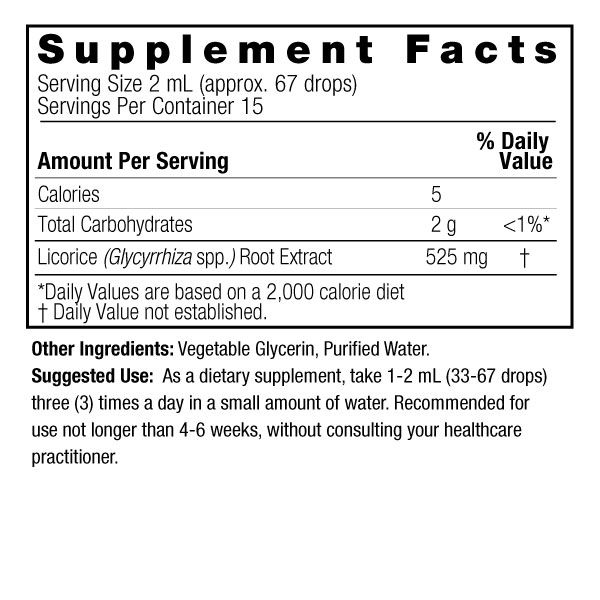 Nährwertangaben für Süßholzwurzelextrakt: 525 mg pro Portion, 15 Portionen pro Behälter.