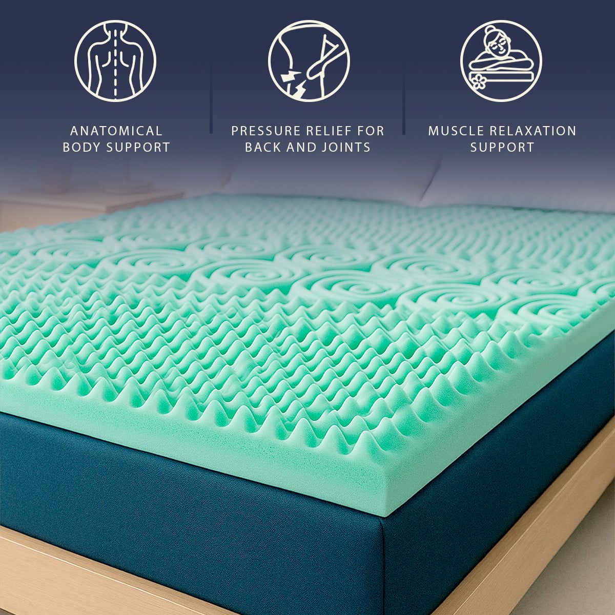 The White Stone Matratzentopper 120x190 aus Memory Foam Breeze mit 9 Zonen | Höhe 5 cm