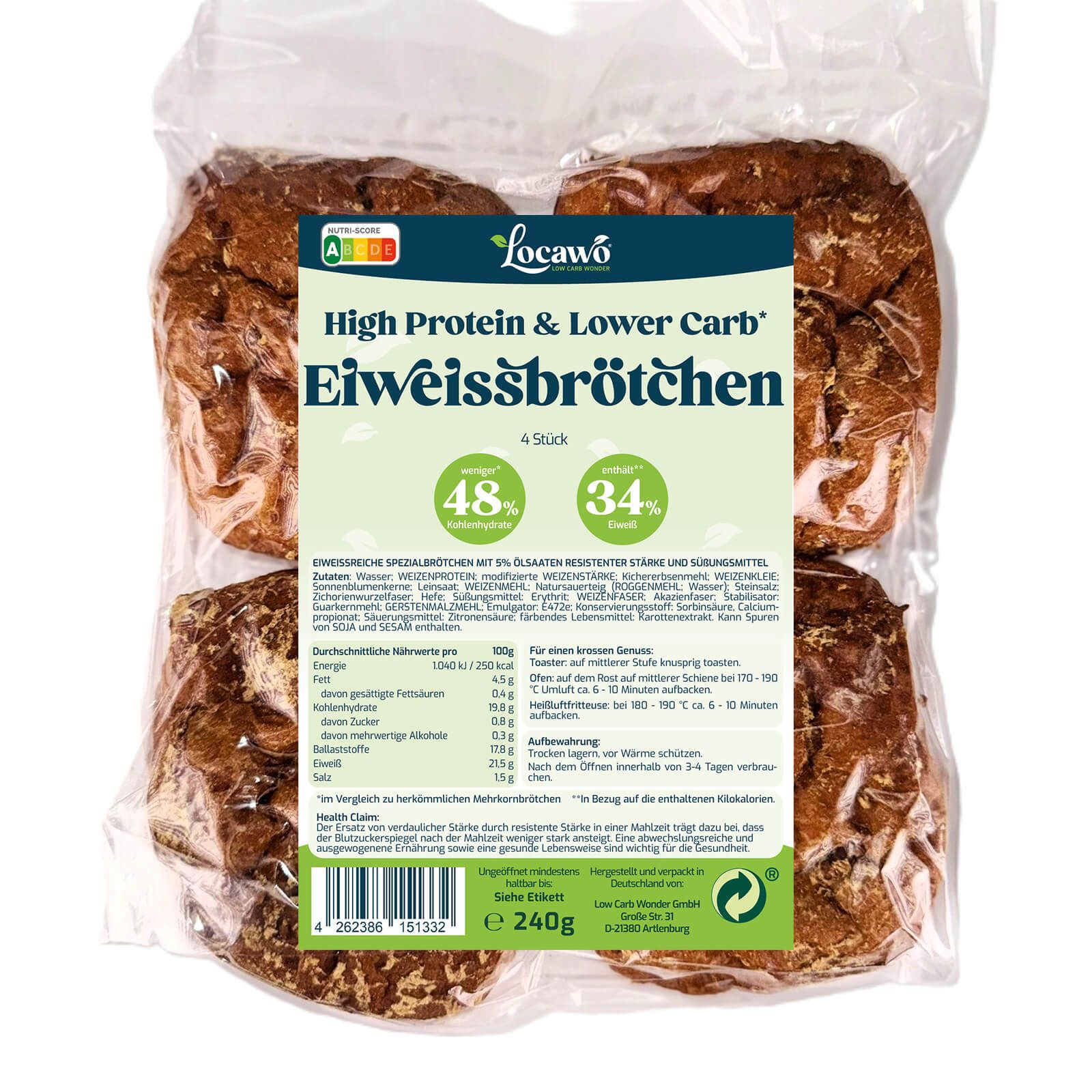 Locawo Low Carb Eiweissbrötchen