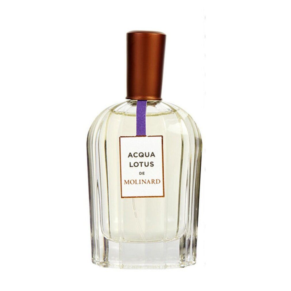 Parfümflasche. Aufschrift: Acqua Lotus de Molinard. Eau de Parfum. Brauner Deckel.